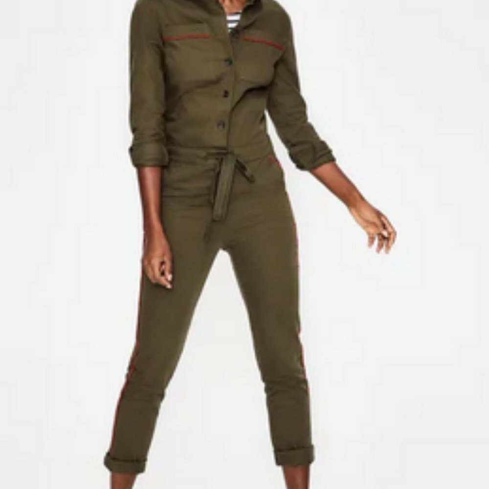 Boden Jessie Olive Green Khaki Jumpsuit in 6 Tall